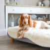 topology dog bed with white sheepskin topper