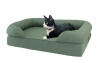 Omlet Memory Foam Bolster Bed for Cats in Sage Green with Cat Laying on it