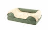 Plush Grey and Fur Blanket on a Green Bolster Bed 36