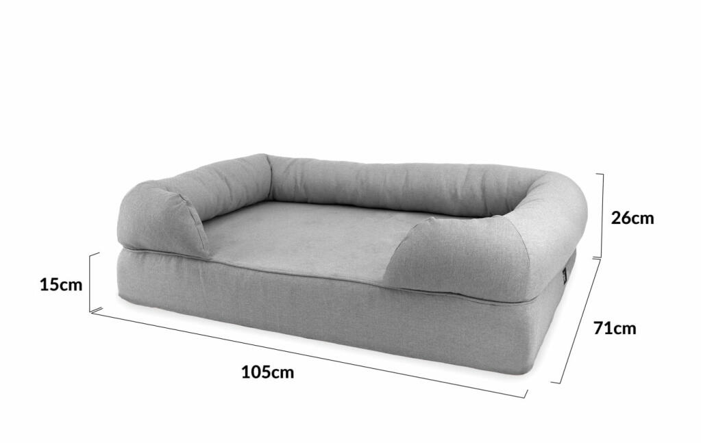 large grey dog bed