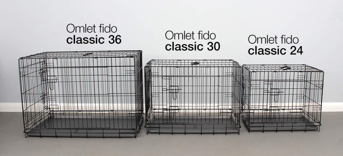 The different sizes of the Omlet fido classic