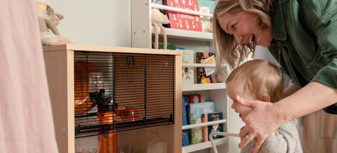 Omlet white qute gerbil and hamster sales cage with storage