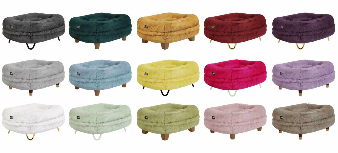 Maya Donut cat bed selection of 15 colours and designer feet