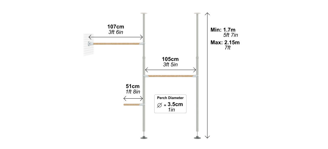 PoleTree Chicken Perch System Dimensions