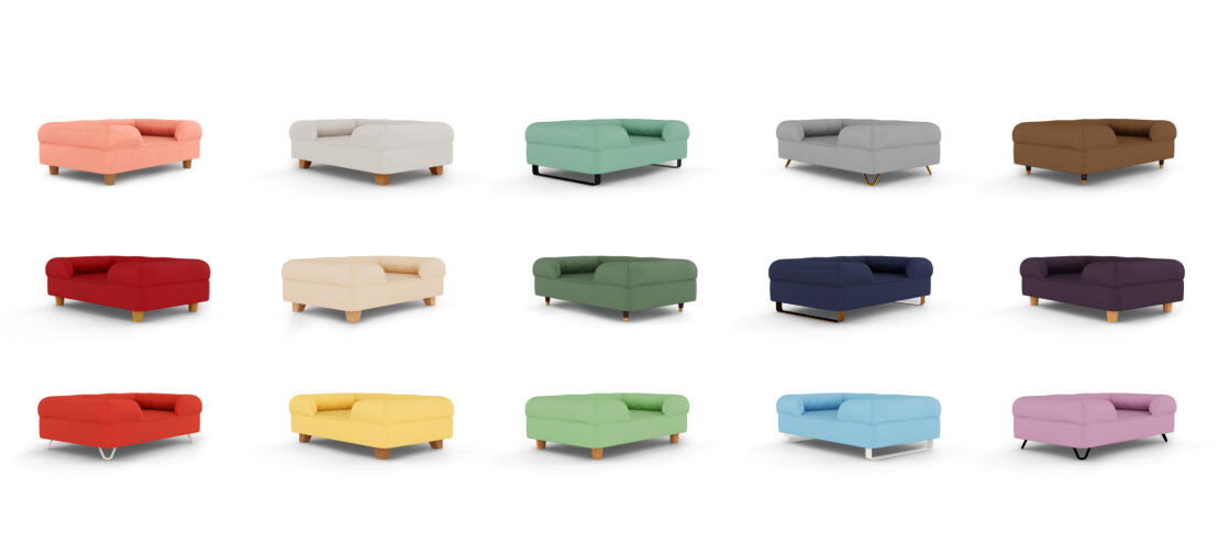 Full Range of 15 Colours of Omlet Memory Foam Bolster Dog Bed