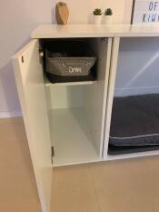 Omlet Fido Nook Dog Crate Furniture with Wardrobe open