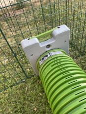 The Zippi tunnel door closed whilst attached to mesh.