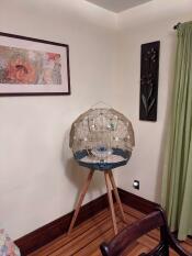 Omlet Geo Bird Cage with Gold Cage, Teal Base and Tall Legs