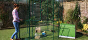 The two-piece enclosure door allows you to easily pet your guinea pigs or provide them with treats without them escaping.