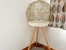 Cream and Gold  Cage on the tall Stand