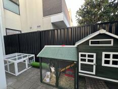 The Zippi rabbit tunnel connecting a hutch and run together.