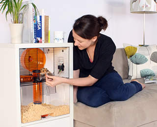 omlet white qute gerbil and hamster cage with storage