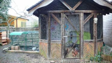 We made a beautiful hen house from an old summer house in our garden..and added our Omlet run to the outside!!