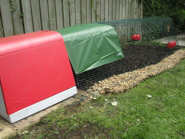 Red Eglu Go Chicken Coop with run and run cover