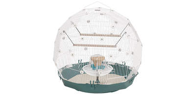 Geo Bird Cage - Teal and White