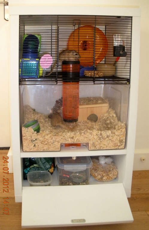 omlet white qute gerbil and hamster cage with storage