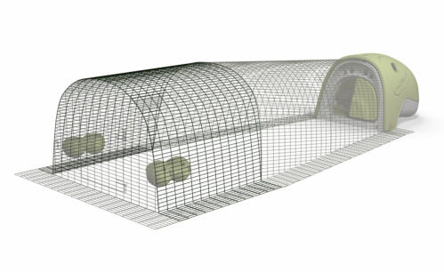 Eglu Classic Run Extension shown with Eglu Classic and 2m Run