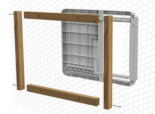 an autodoor being fitted to chicken wire