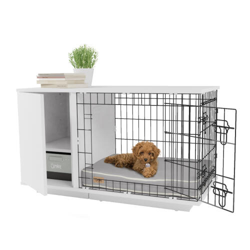 Fido Studio 24 Dog Crate with Wardrobe White