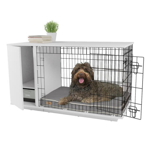 Fido Studio 36 Dog Crate with Wardrobe White