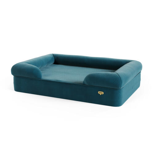 Large Bolster dog bed - limited edition print - Corduroy Teal