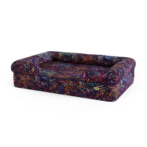 Large Bolster dog bed - limited edition print - Swish Midnight
