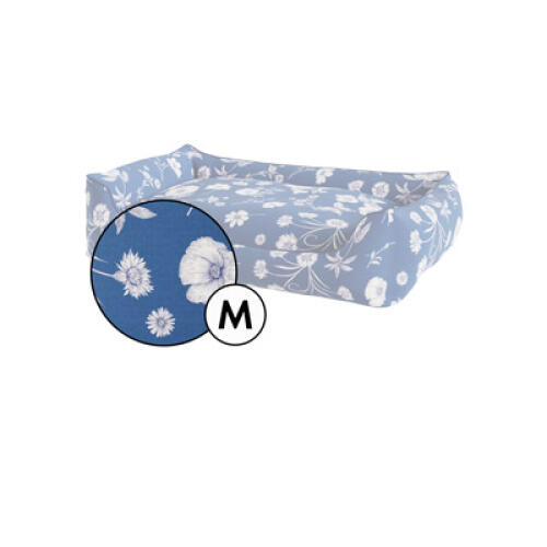 Medium nest dog bed cover in Gardenia Porcelain print by Omlet.