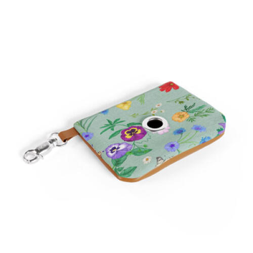 Dog poop bag holder in green and multicoloured Gardenia Sage print by Omlet.