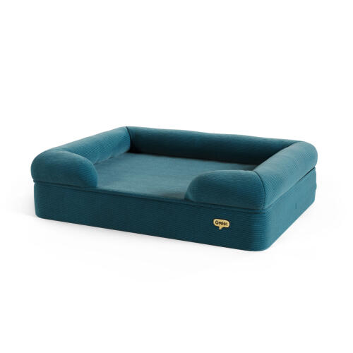Small Bolster dog bed - limited edition print - Corduroy Teal