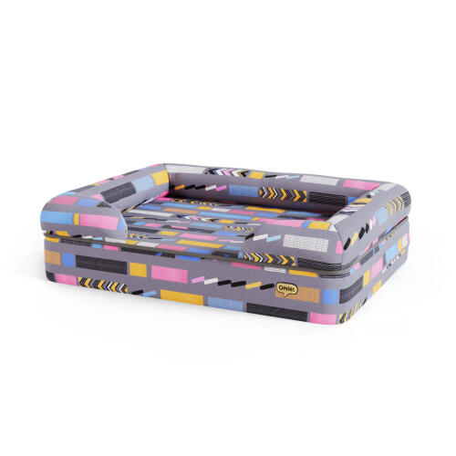 Small Bolster dog bed - limited edition print - Bounce Grey