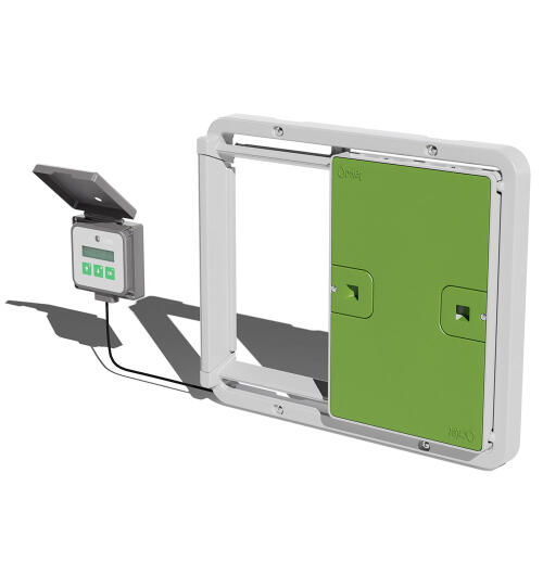 detailed computer generated image of the automatic coop door