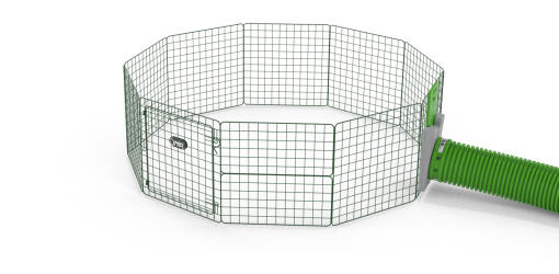 a low compact play pen for guinea pigs with a zippi tunnel attached