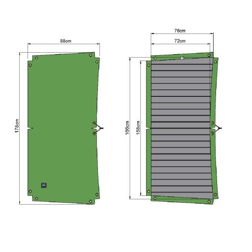 Dimensions of the Extreme Weather Blacket for the Eglu Go Up chicken coop.