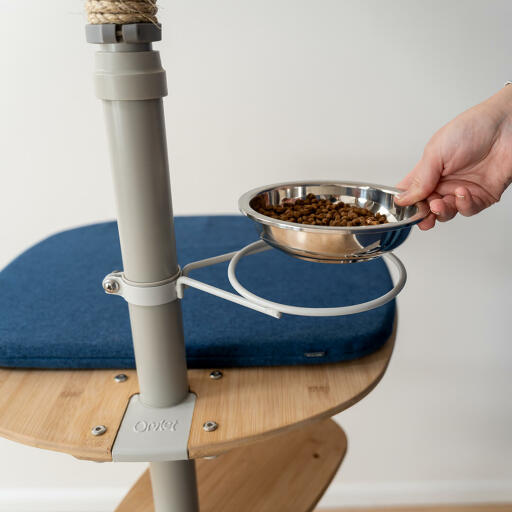 Putting treat bowl back on Omlet Freestyle Indoor Floor to Ceiling Cat Tree