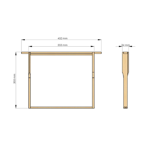 Frame size for the Omlet beehaus broad box.