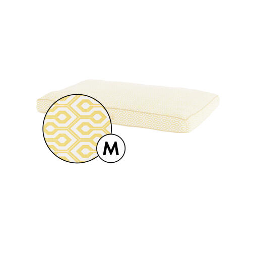 Medium cushion dog bed cover in Honeycomb Pollen print by Omlet.