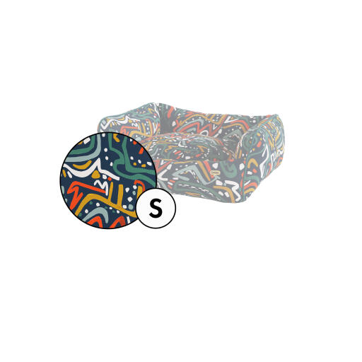 Small nest dog bed cover in Zoomies print by Omlet.