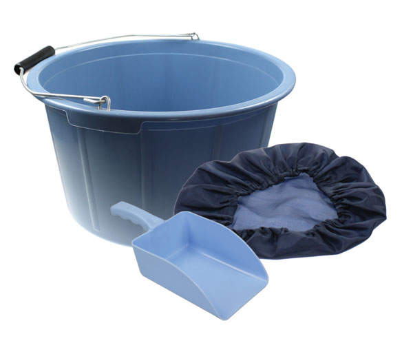 Feed Bucket Cover Scoop Pack Blue Chicken Feed & Treats For