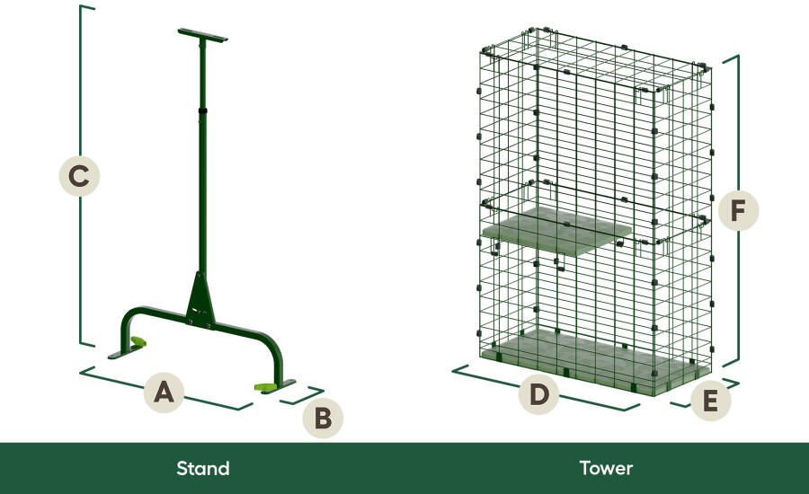 omlet catio tunnel stand and tower dimensions