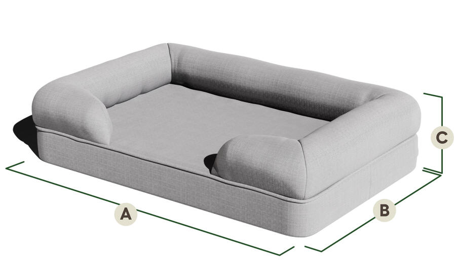 External dimensions for Omlet Bolster Dog Bed.
