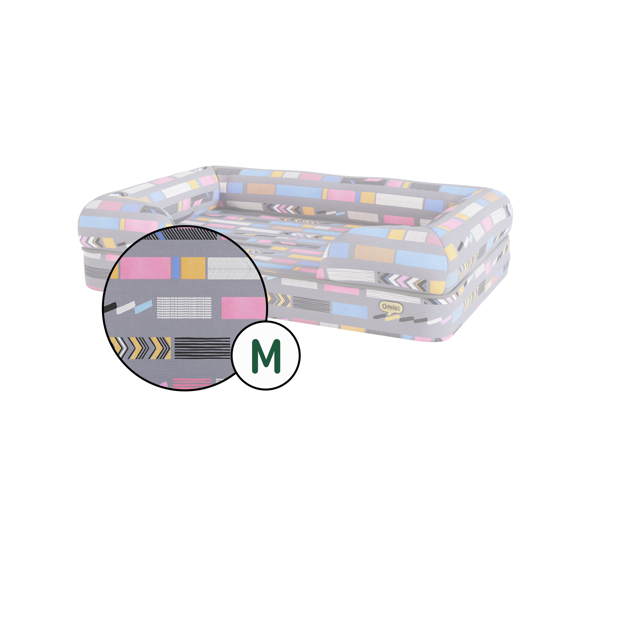 Bolster Dog Bed Cover Only Medium Bounce Grey Omlet