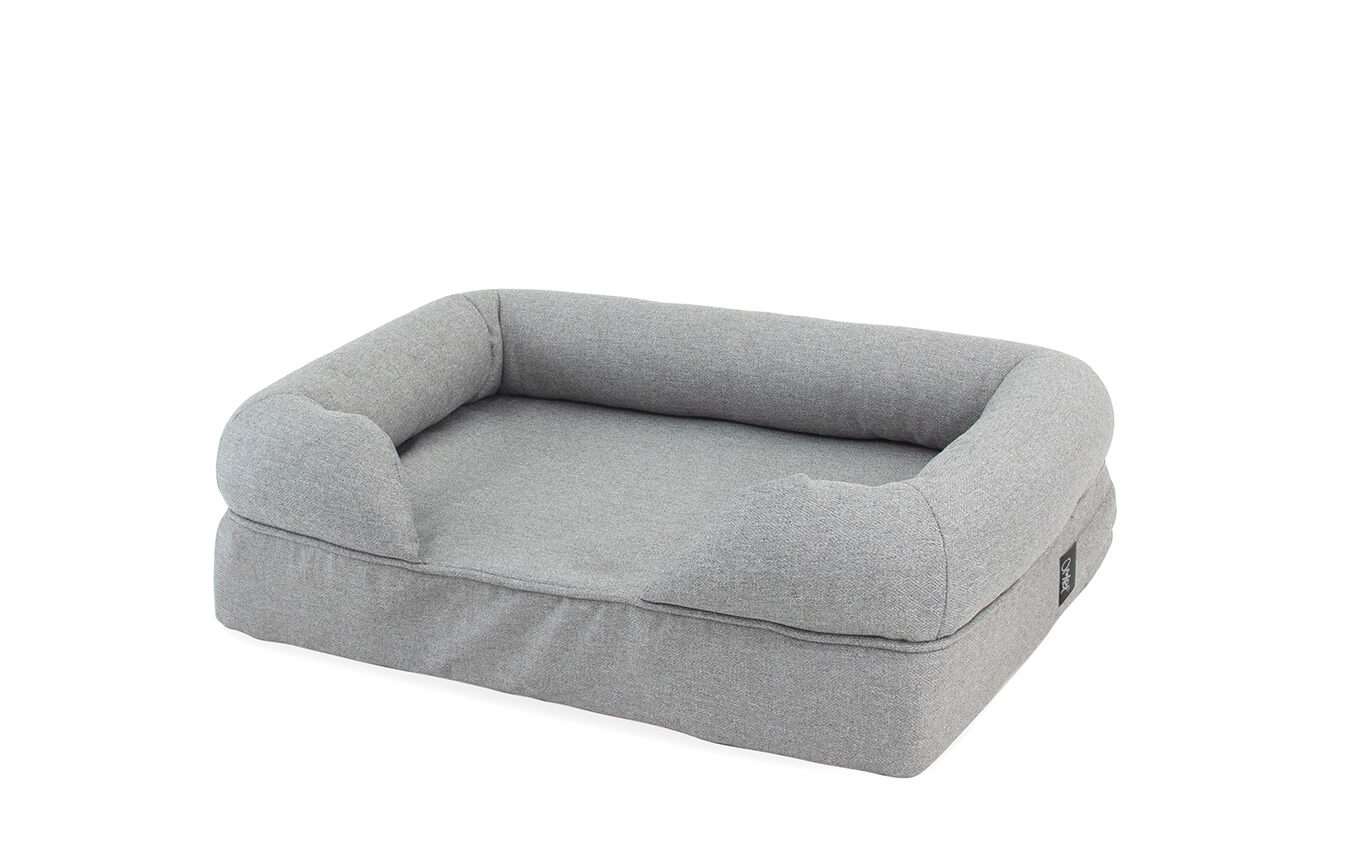 Memory Foam Bolster Cat Bed Small Stone Grey Maya Cat Sofa Bed