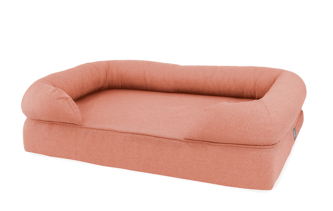 Memory Foam Bolster Cat Bed Medium Peach Cat Beds