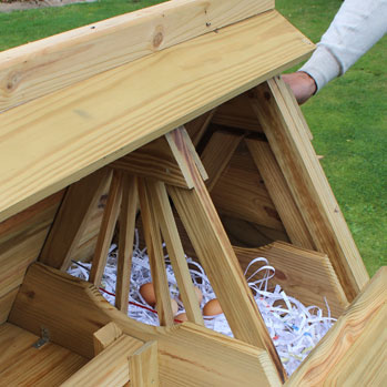 Nest box shutters in Boughton chicken coop.