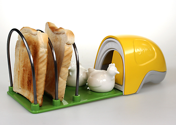 Eglu egg cup in yellow with toast.