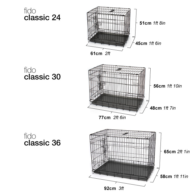 Diagram showing dimensions of Fido Classic.