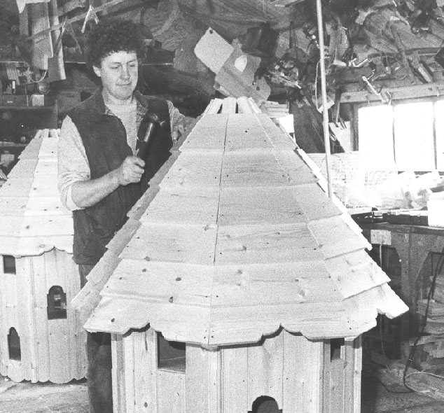 Old photo of Forsham bird house being built.
