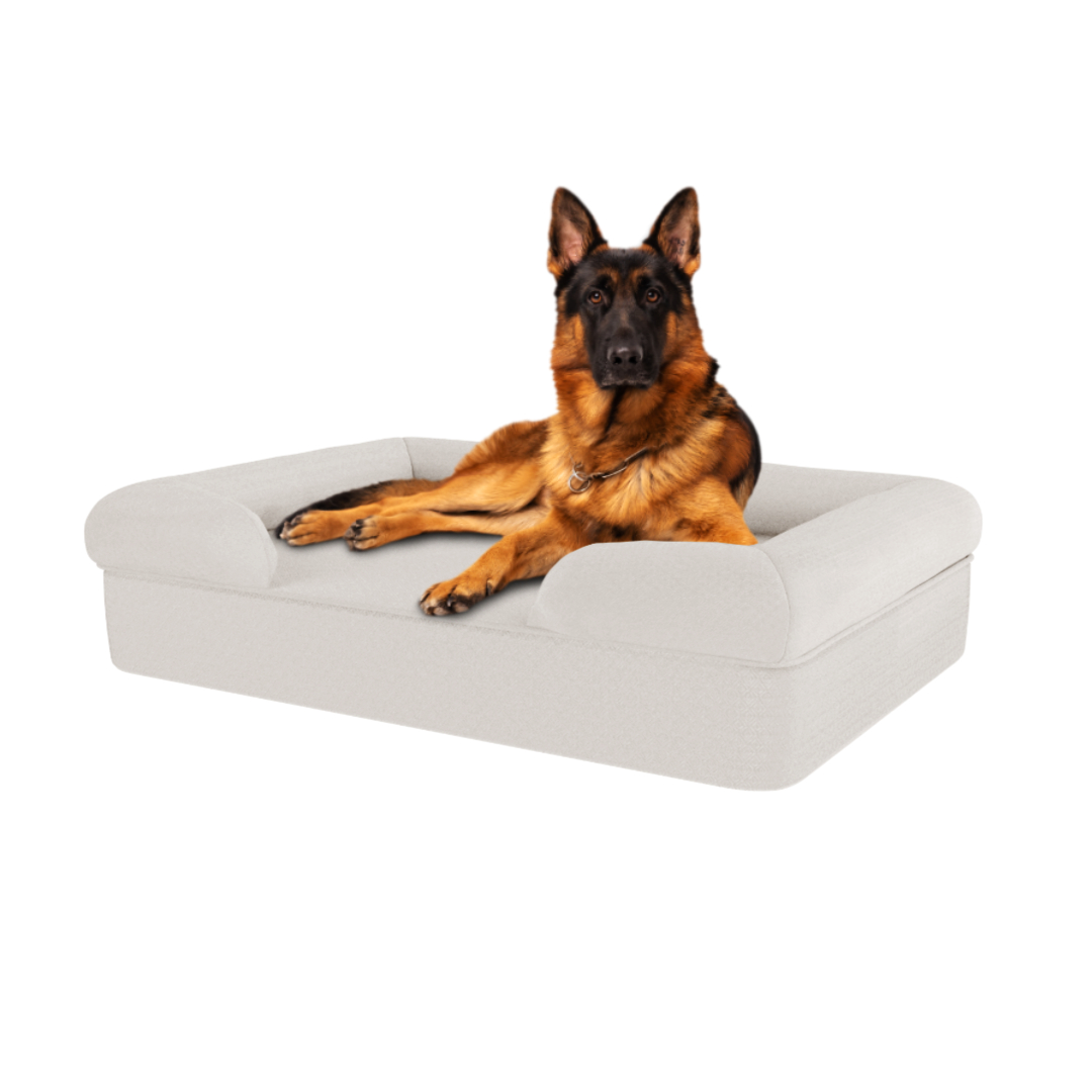 Large Memory Foam Dog Bed - Omlet Bolster Dog Bed in Meringue White