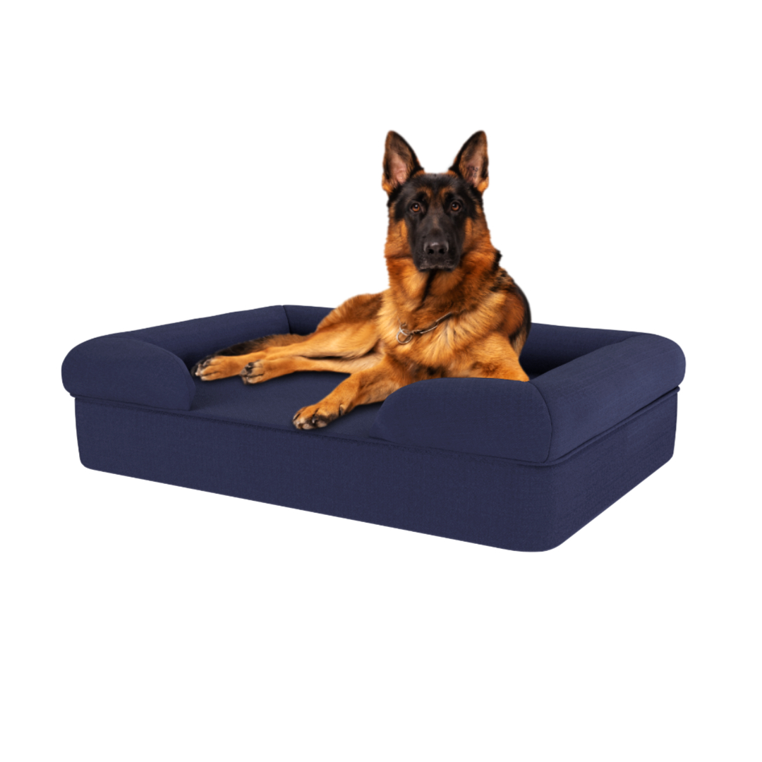 Large Memory Foam Dog Bed - Omlet Bolster Dog Bed in Midnight Blue