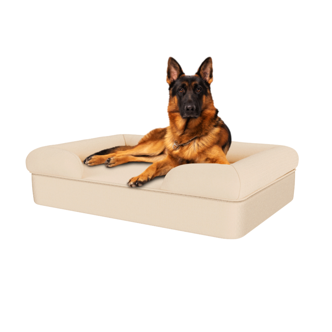Large Memory Foam Dog Bed - Omlet Bolster Dog Bed in Natural Beige-69338 